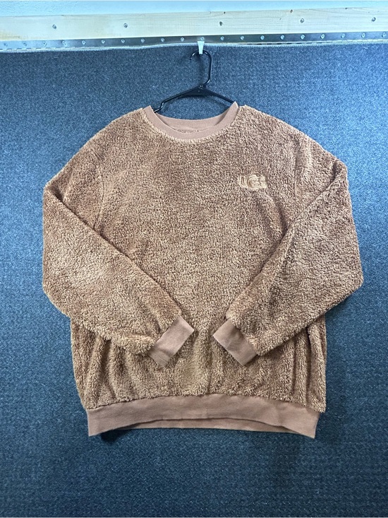 UGG Other - UGG Brown Sherpa Crewneck Pullover Fuzzy With Logo Size Medium